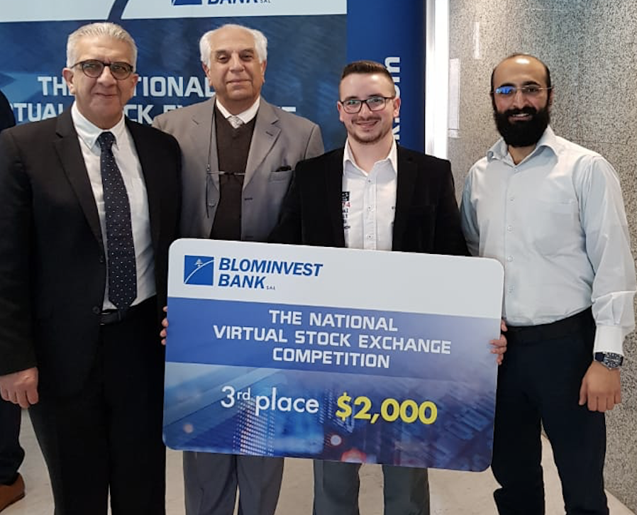 Third place of the podium for Alexandre Khoury at  BLOM Bank’s Second National Virtual Stock Exchange Competition 