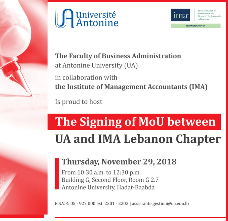MoU between UA and IMA Lebanon Chapter