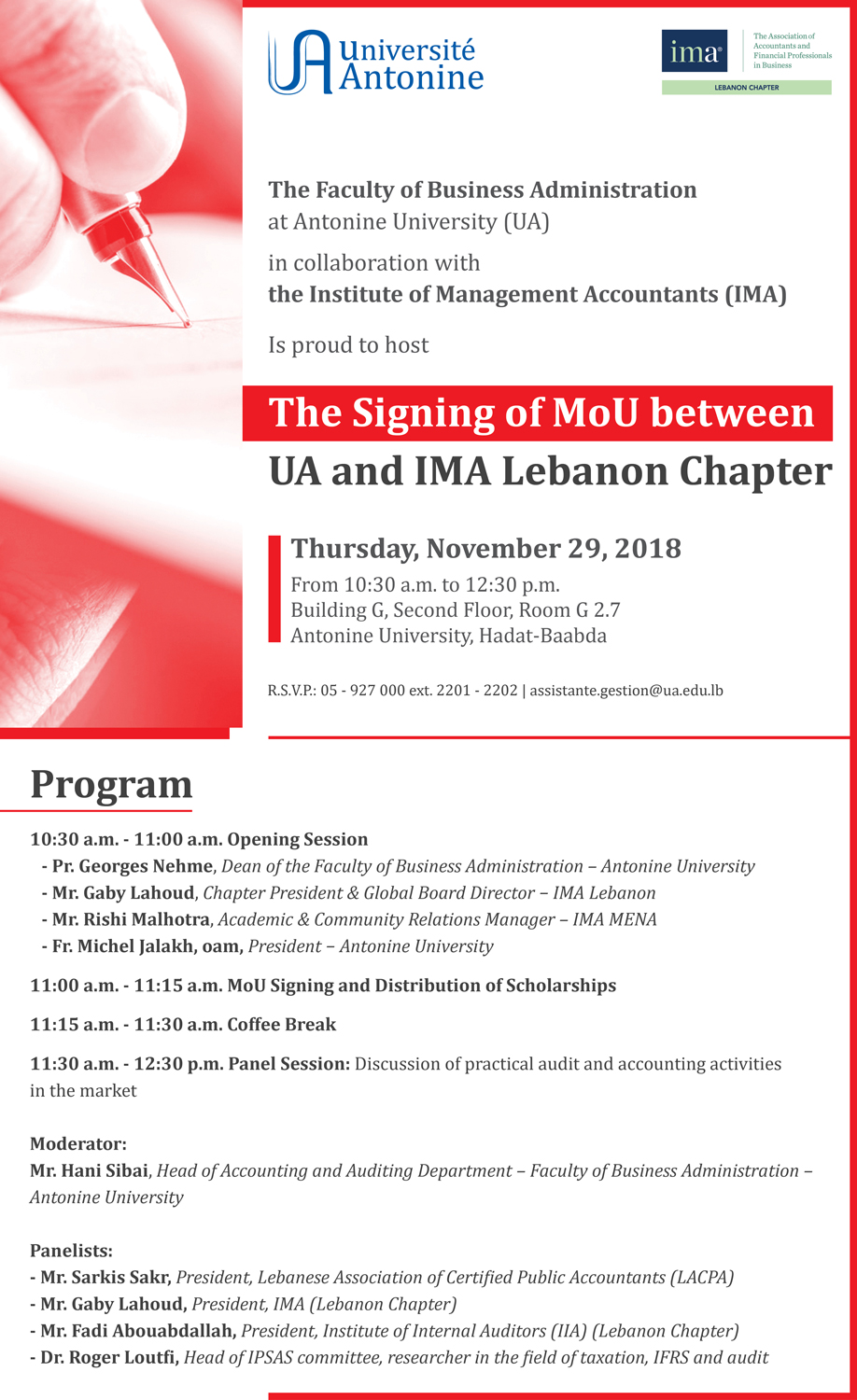 The Signing of MoU between UA and IMA Lebanon Chapter